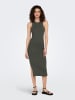 ONLY Figurbetontes Bodycon-Kleid Geripptes Midi Dress Ärmellos in Olive