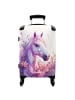 NoBoringSuitCases Suitcase Weißes Pferde-Design mit pastellrosa und