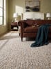 Teppich Kurzflor für Fußbodenheizung GLAVEN naturlook Wohnzimmer in Gelb-Grau