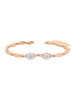 faina Women Crystal-Studded Link Bracelet in Rose Gold White