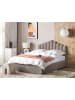 Beliani 2-tlg Doppelbett VINCENNES in Beige/Schwarz