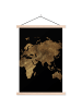 MuchoWow Poster mit Leiste Weltkarte gold schwarz  (BxH)