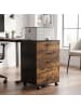 relaxdays Rollcontainer in Schwarz/ Braun - (B)40 x (H)69 x (T)40 cm