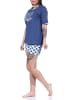 NORMANN kurzarm Schlafanzug Shorty Pyjama HerzDesign - 67251 in navy
