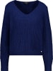 monari Chenille-Pullover mit V-Ausschnitt und Perlfangmuster in Classic Navy