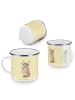 Mr. & Mrs. Panda Camping Emaille Tasse Waschbär ohne Spruch in Gelb Pastell