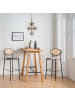 home24 home24 Barstuhl (2er Set) - Hellgrau - Rattan, Webstoff & Metall - 53.0 x 106.0 x 42.0 cm in Hellgrau