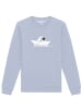 wat? Apparel Sweatshirt Astronaut in paper boat in Serene Blue