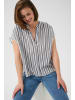 Kaffe Kurzarm-Bluse KAanja Regular fit in Black/Chalk Stripe
