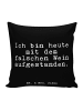 Mr. & Mrs. Panda 40x40 Kissen Ich bin heute mit... mit Spruch in Schwarz