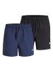 Jack & Jones Badeshorts 2er Pack in Schwarz/Dunkelblau