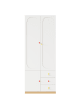ABRIHOME Kleiderschrank in Weiß mit 2 Türen Schubladen Stange 80x45x200 cm