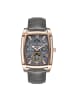 Heritor Valentin Lederarmbanduhr mit Datumsanzeige in Rose Gold/Grey