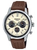 Casio Edifice Chronograph Herrenuhr mit Lederband Creme / Braun / Silber