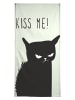 Juniqe Handtuch "Kiss Me Cat" in Grau & Schwarz