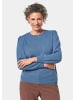 GOLDNER Kurzgröße:  Weicher Strickpullover, Ballonärmel in jeansblau