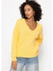 SASSYCLASSY Oversize Baumwoll-Pullover mit tiefem V-Ausschnitt in Gelb