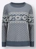 WITT WEIDEN Jacquard-Pullover in rauchblau-champagner-gemustert