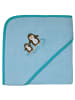 Wörner Kapuzenbadetuch 80 x 80 cm - Stickerei Pinguine in blau,motiv