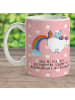 Mr. & Mrs. Panda Kindertasse Einhorn Pegasus mit Spruch in Rot Pastell