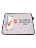 Mr. & Mrs. Panda Laptop Tasche Pinguin Pommes mit Spruch in Grau Pastell