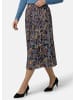 GOLDNER Kurzgröße:  Plisseerock mit Paisley-Druck in marine / bunt / gemustert