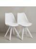 KADIMA DESIGN Esszimmerstühle 2er-Set | Kunstleder, Weiße Beine, Filzgleiter in Weiß