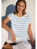 More & More lockeres, softes Basic-Streifenshirt in skyblue/offwhite