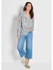 GOLDNER Kurzgröße:  Blusenshirt Florale Druckbluse mit V-Ausschnitt in hellblau / gemustert