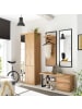 home24 home24 Spiegel (1er Set) - Eiche / Schwarz - Metall & Spanplatte furniert - 44.0 x 128.0 x 12.0 cm in Eiche / Schwarz