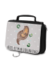 Mr. & Mrs. Panda Kulturtasche Otter Seerose mit Spruch in Grau Pastell