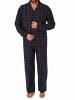 NORMANN langarm Flanell Pyjama Set Schlafanzug zum durchknöpfen - 70912 in schwarz