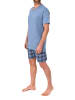 NORMANN Schlafanzug kurzarm Shorty mit karierter Jersey Hose in blau