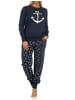 NORMANN Schlafanzug Pyjama Bündchen Anker - 69329 in marine