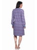 NORMANN Frottee Nachthemd langarm Bündchen Streifendesign - 76950 in blau-melange