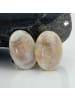 Gallay Clip Ohrring 27x19mm oval beige-horn-marmoriert glänzend Kunststoff-Bouton in creméfarben