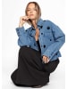 SASSYCLASSY Jeansjacke mit Blumenapplikationen in Blau
