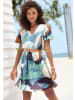 LASCANA Sommerkleid in creme-blau-braun bedruckt