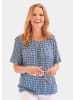 GOLDNER Kurzgröße:  Farbbrillante Druckbluse mit liebevollen Details in marine / weiß