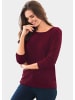 GOLDNER Kurzgröße:  Kaschmirpullover mit U-Boot Ausschnitt in dunkelrot