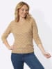 Sieh an! V-Pullover in camel-ecru-gemustert