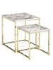 KADIMA DESIGN Design Beistelltisch 2er Set Marmor Optik Eckig, Couchtisch