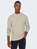 Only&Sons Design Pullover Geripptes Karo Strick Muster ONSKALLE in Beige-2