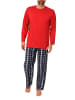 NORMANN Schlafanzug lang Pyjama FlanellHose Karo - 88210 in rot1