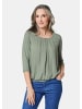 GOLDNER Blusenshirt Chiffon-Shirt mit 3/4-Arm, Rundhals in baummoos