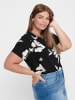 ONLY Carmakoma Kurzarm Design Bluse Plus Size Curvy Shirt CARVICA Übergröße in Schwarz-Weiß