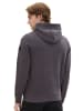 Tom Tailor Hoodie mit Label-Print Tunnelzug Kapuzenpullover Cotton in Dunkelgrau