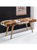 KADIMA DESIGN Sitzbank Ziegenfell / Massivholz Bank 120 x 40 x 52 cm, Polsterbank
