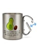 Mr. & Mrs. Panda Thermobecher Avocado Kern rollt mit Spruch in Silber