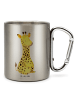 Mr. & Mrs. Panda Camping Trinkbecher Giraffe Zufrieden ohne Spruch in Silber